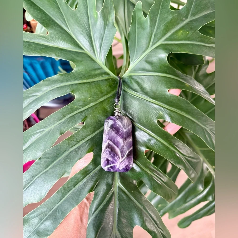 Chevron Amethyst Pendant || handmade necklace